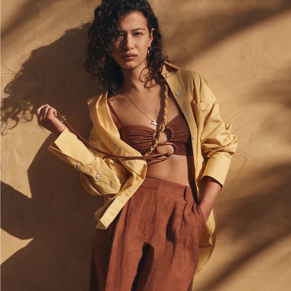 Shona Joy NWT BRIGITTE LACE UP BRALETTE - ALMOND